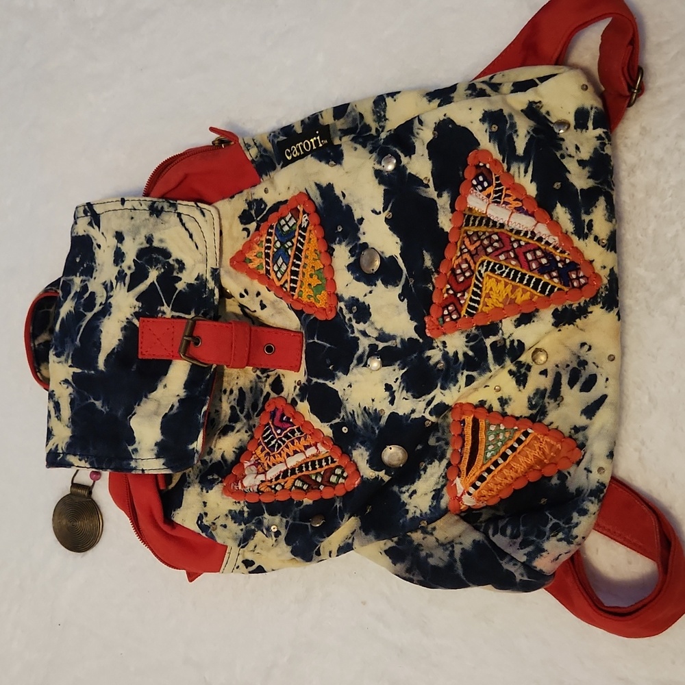 Catori Boho‎ Red Blue Tie Dye Backpack